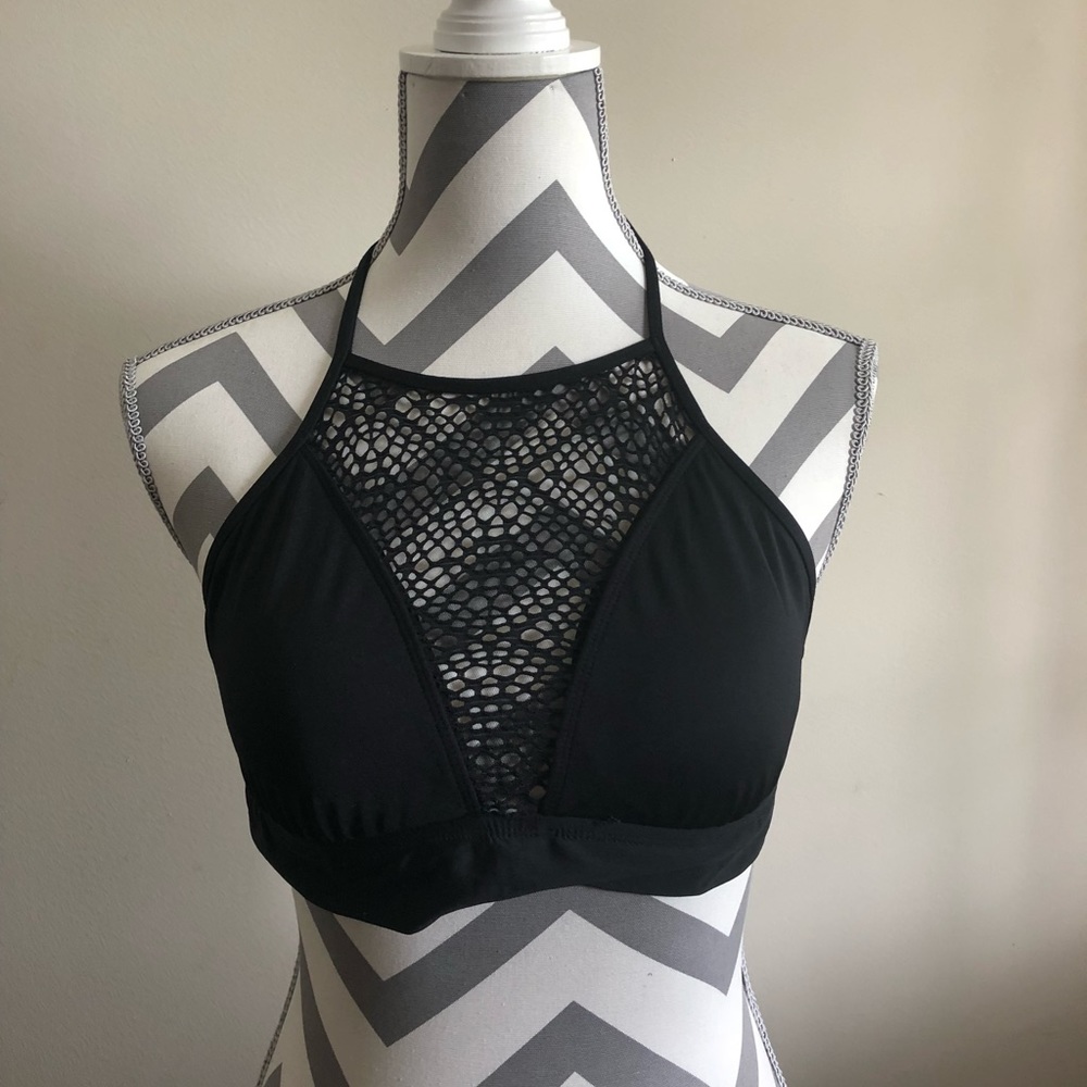 Black halter bathing suit
